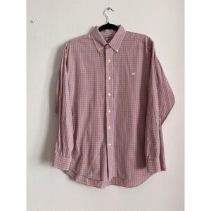 Southern Marsh Shirt Mens Medium Orange Check Button Up Long Sleeve Casual